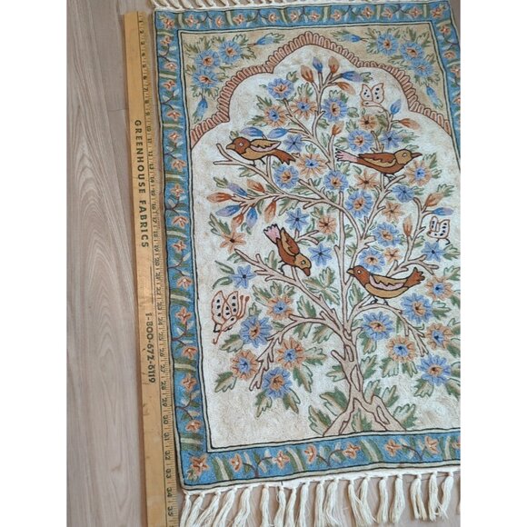 Kashmir Handmade Chain Stitch “Tree Of Life “ Rug 40"x 23" Birds multi color -lp - Picture 4 of 14